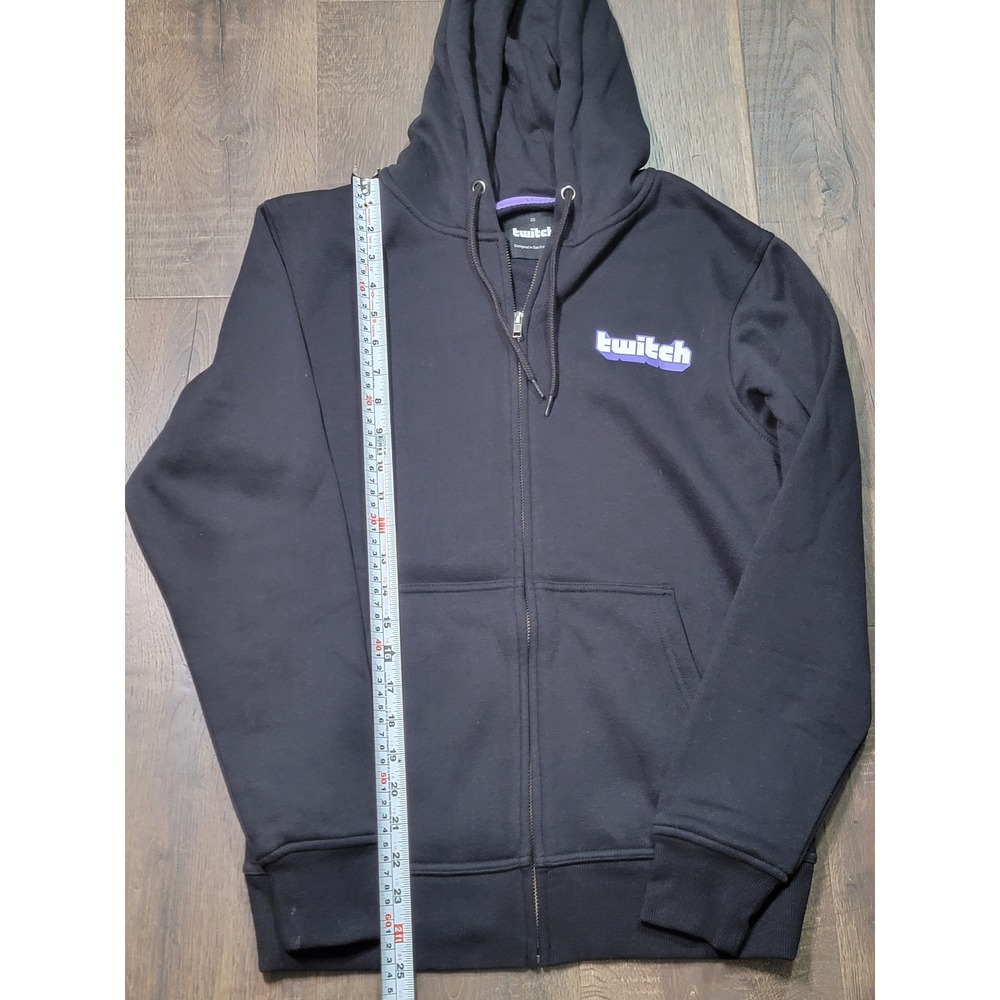 Twitch Official Logo Full Zip Hoodie Black Mens XS‎ Gaming Merchandise Fleece